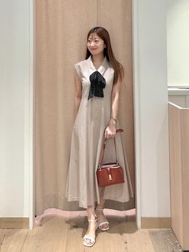 「NATURAL BEAUTY BASIC（ナチュラルビューティーベーシック）のライトウォレットショルダー（Shoulderbag、レッド系）」を使った、mek_nbbさん（レディース・152cm）の夏コーディネート