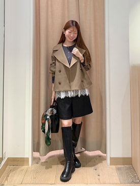 「アイテム（トレンチコート、ブラウン系）」を使った、mek_nbbさん（レディース・152cm）の秋コーディネート