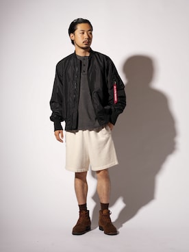 「Alpha Industries（アルファインダストリーズ）のアイテム」を使った、Yujiroさん（メンズ・178cm）の夏コーディネート