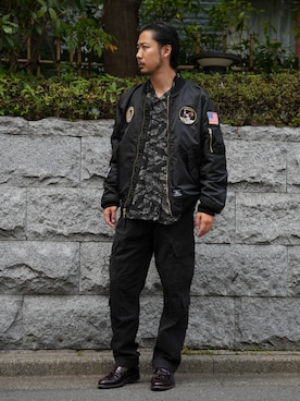 「Alpha Industries（アルファインダストリーズ）のアイテム」を使った、Yujiroさん（メンズ・178cm）の夏コーディネート