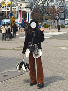 「アイテム（マフラー）」を使った、hsiaochiiさん（レディース・159cm）の秋コーディネート