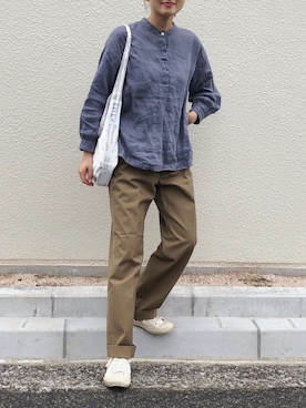 zuu.さんの「THE SHINZONE | HIGH WAIST CHINO PANTS WOMEN」を使ったコーディネート