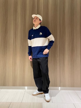 「adidas（アディダス）のアディカラー 5パネルキャップ / アディダスオリジナルス adidas Originals（キャップ、ホワイト系）」を使った、YTさん（メンズ・180cm）の冬コーディネート