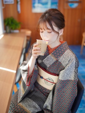 「着物コーデ」｜「アイテム（その他）」を使った、郁さん（レディース・146cm）の春コーディネート
