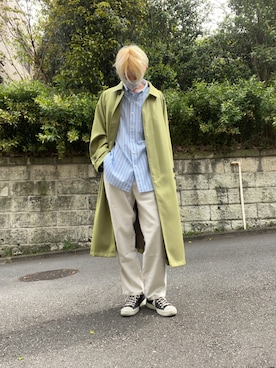 「MAISON SPECIAL（メゾンスペシャル）のアイテム（ステンカラーコート）」を使った、yuheiさん（メンズ・177cm）の春コーディネート