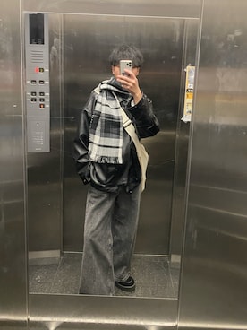「アイテム（ブルゾン）」を使った、Nataさん（メンズ・175cm・20代）の冬コーディネート