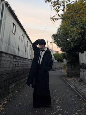 「アイテム（ステンカラーコート）」を使った、RIKUさん（メンズ・174cm）の秋コーディネート