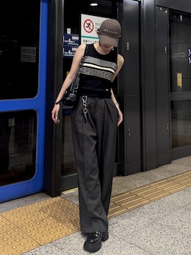「アイテム（スラックス）」を使った、p!noさん（レディース・156cm・20代）の夏コーディネート