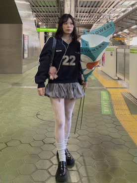 「Mardi Mercredi（マルディメクルディ）のアイテム」を使った、p!noさん（レディース・157cm）の春コーディネート