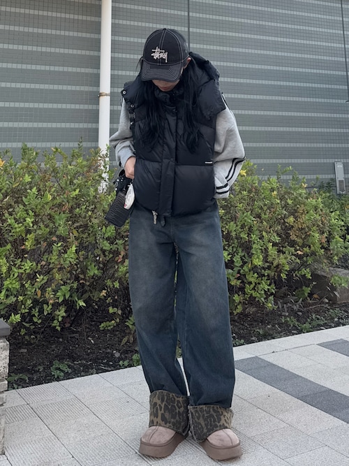 セール】レオパード柄ロールアップワイドデニムパンツ（デニムパンツ