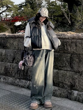 「アイテム（キャップ）」を使った、p!noさん（レディース・156cm）の秋コーディネート