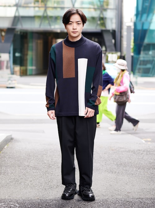 セール】カラーブロックモックネックニット（ニット/セーター