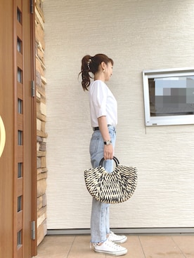 「アイテム（かごバッグ）」を使った、rishiaommaさん（レディース・168cm）の夏コーディネート