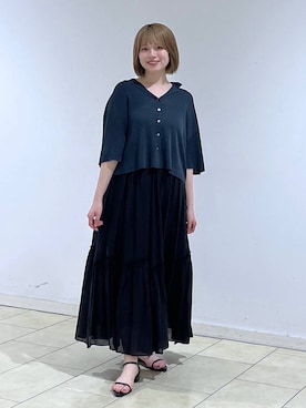 「A part by（アパートバイ）のコットンティアードスカート（スカート、ブラック系）」を使った、chikaさん（レディース・154cm）の夏コーディネート