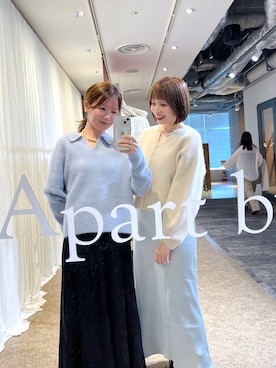 「A part by（アパートバイ）の【名品シリーズ・イージーケア】ラクーンコンカーディガン（カーディガン/ボレロ、ホワイト系）」を使った、chikaさん（レディース・154cm）の夏コーディネート
