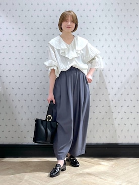 「人気アイテムをチェック！」｜「アイテム（スラックス）」を使った、chikaさん（レディース・154cm）の冬コーディネート