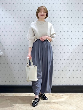 「人気アイテムをチェック！」｜「アイテム（スラックス）」を使った、chikaさん（レディース・154cm）の冬コーディネート