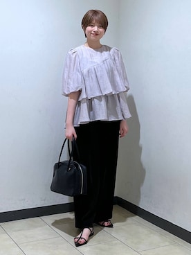 「人気アイテムをチェック！」｜「アイテム（スラックス）」を使った、chikaさん（レディース・154cm）の夏コーディネート