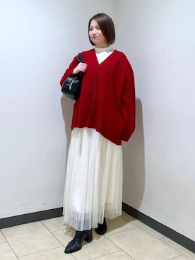 「A part by（アパートバイ）の≪追加3≫ラメチュールプリーツスカート（スカート）」を使った、chikaさん（レディース・154cm）の冬コーディネート