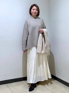 「A part by（アパートバイ）のアイテム（ストール/ショール）」を使った、chikaさん（レディース・154cm）の冬コーディネート