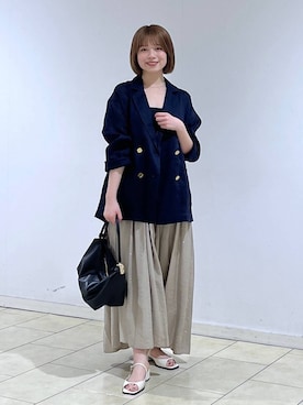 「A part by（アパートバイ）の【今年も登場！ドットシシュウキャミワンピース（ワンピース、ベージュ系）」を使った、chikaさん（レディース・154cm）の春コーディネート