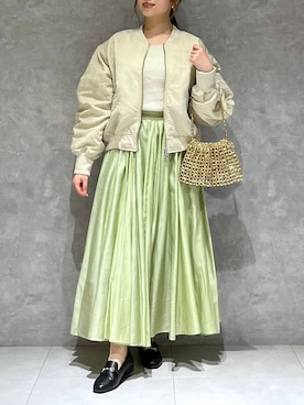 「A part by（アパートバイ）のアイテム（MA-1）」を使った、chikaさん（レディース・154cm）の冬コーディネート