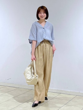 「A part by（アパートバイ）のハートモチーフバッグ（ショルダーバッグ、ホワイト系）」を使った、chikaさん（レディース・154cm）の春コーディネート