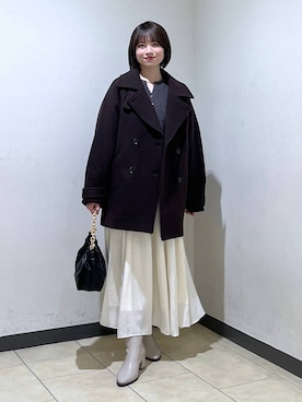 「アイテム（ピーコート）」を使った、chikaさん（レディース・154cm）の秋コーディネート