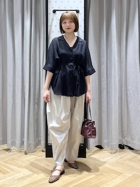 「A part by（アパートバイ）のキンチャクミニショルダバッグ（ショルダーバッグ、レッド系）」を使った、chikaさん（レディース・154cm）の夏コーディネート