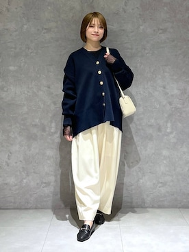 「人気アイテムをチェック！」｜「アイテム（スラックス）」を使った、chikaさん（レディース・154cm）の冬コーディネート