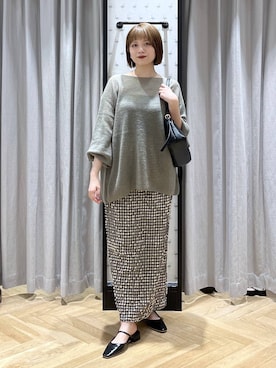 「A part by（アパートバイ）のソフトカーブバッグ（ショルダーバッグ、ブラック系）」を使った、chikaさん（レディース・154cm）の夏コーディネート