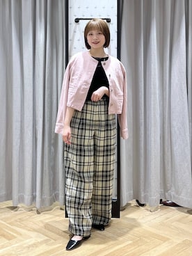 「A part by（アパートバイ）のカラミイージーストレートパンツ（その他パンツ、ホワイト系）」を使った、chikaさん（レディース・154cm）の夏コーディネート