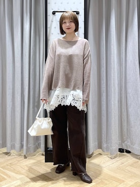 「A part by（アパートバイ）のキンチャクミニショルダバッグ（ショルダーバッグ、ホワイト系）」を使った、chikaさん（レディース・154cm）の夏コーディネート