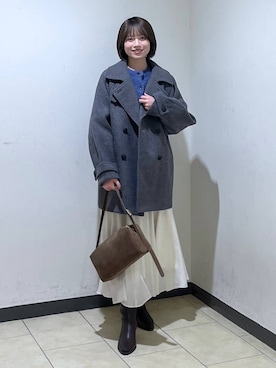 「アイテム（ピーコート）」を使った、chikaさん（レディース・154cm）の秋コーディネート