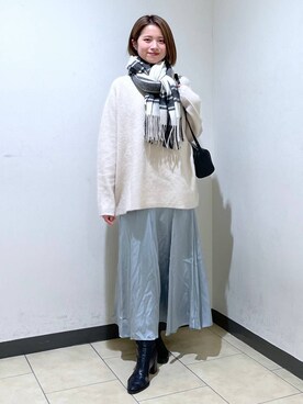 「A part by（アパートバイ）のアイテム（ストール/ショール）」を使った、chikaさん（レディース・154cm）の冬コーディネート
