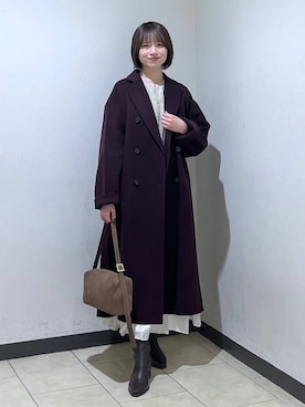 「おでかけ」｜「アイテム（チェスターコート）」を使った、chikaさん（レディース・154cm）の秋コーディネート