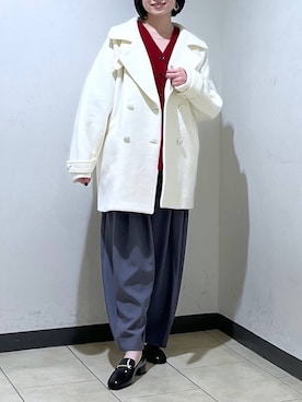 「apart by lowrys」｜「アイテム（ピーコート）」を使った、chikaさん（レディース・154cm）の冬コーディネート