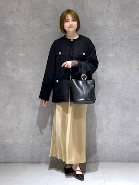 「A part by（アパートバイ）のアイテム（ノーカラージャケット）」を使った、chikaさん（レディース・154cm）の春コーディネート