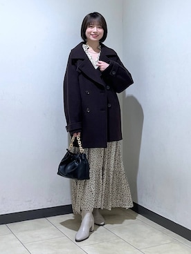 「アイテム（ピーコート）」を使った、chikaさん（レディース・154cm）の秋コーディネート