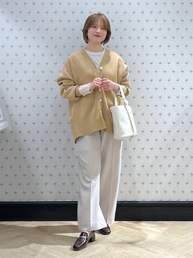 「人気アイテムをチェック！」｜「アイテム（スラックス）」を使った、chikaさん（レディース・154cm）の冬コーディネート