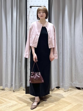 「A part by（アパートバイ）のキンチャクミニショルダバッグ（ショルダーバッグ、レッド系）」を使った、chikaさん（レディース・154cm）の夏コーディネート