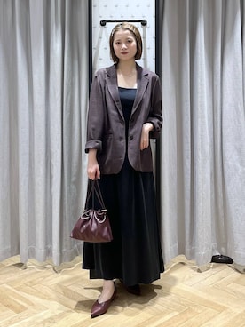 「A part by（アパートバイ）のキンチャクミニショルダバッグ（ショルダーバッグ、レッド系）」を使った、chikaさん（レディース・154cm）の夏コーディネート