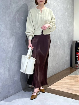 「人気アイテムをチェック！」｜「アイテム（カーディガン/ボレロ）」を使った、chikaさん（レディース・154cm）の春コーディネート