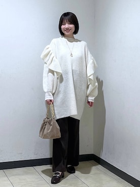 「おでかけ」｜「アイテム（ワンピース/ドレス）」を使った、chikaさん（レディース・154cm）の冬コーディネート