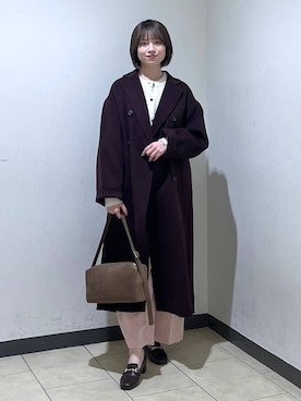 「アイテム（チェスターコート）」を使った、chikaさん（レディース・154cm）の秋コーディネート