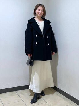 「A part by（アパートバイ）のアイテム（ピーコート）」を使った、chikaさん（レディース・154cm）の冬コーディネート