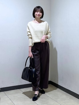 「A part by（アパートバイ）のアイテム（ボストンバッグ）」を使った、chikaさん（レディース・154cm）の秋コーディネート