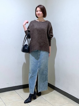 「A part by（アパートバイ）のシャギーニットプルオーバー（ニット/セーター）」を使った、chikaさん（レディース・154cm）の冬コーディネート