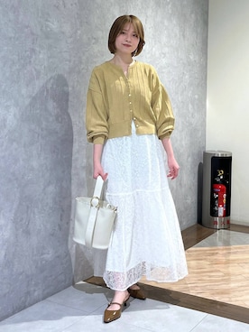 「人気アイテムをチェック！」｜「アイテム（カーディガン/ボレロ）」を使った、chikaさん（レディース・154cm）の春コーディネート