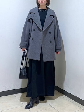 「A part by（アパートバイ）のアイテム（ピーコート）」を使った、chikaさん（レディース・154cm）の冬コーディネート